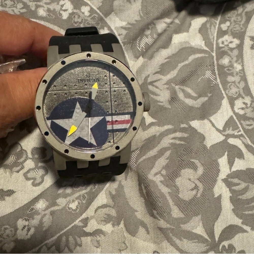 Invicta Black and Silver Aviator Watch Men Captain America Edition
